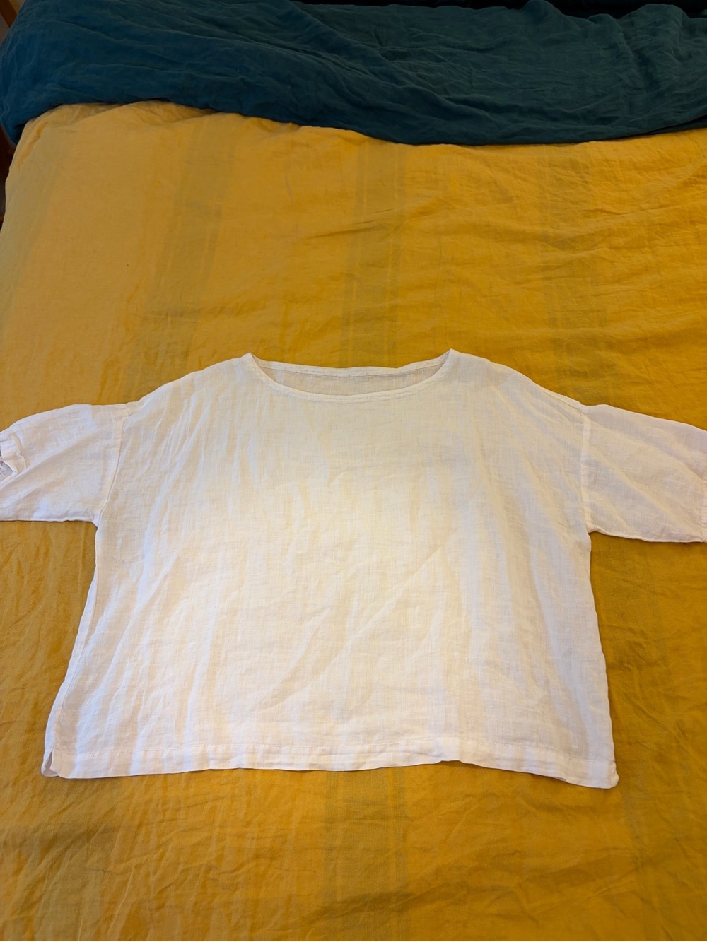 Eileen Fisher white linen top, size L